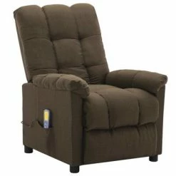 VidaXL Fauteuil inclinable de massage Marron Tissu