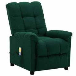 VidaXL Fauteuil inclinable de massage Vert foncé Tissu