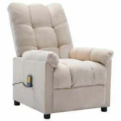 VidaXL Fauteuil inclinable de massage Crème Tissu