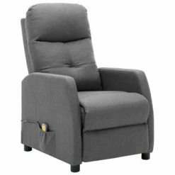 VidaXL Fauteuil inclinable de massage Gris clair Tissu
