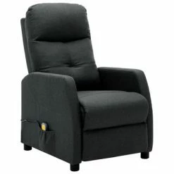 VidaXL Fauteuil inclinable de massage Gris foncé Tissu