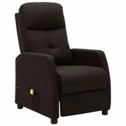 VidaXL Fauteuil inclinable de massage Marron foncé Tissu
