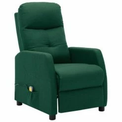 VidaXL Fauteuil inclinable de massage Vert foncé Tissu