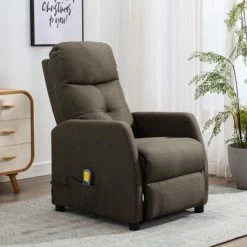 VidaXL Fauteuil inclinable de massage Taupe Tissu
