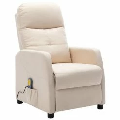 VidaXL Fauteuil inclinable de massage Crème Tissu