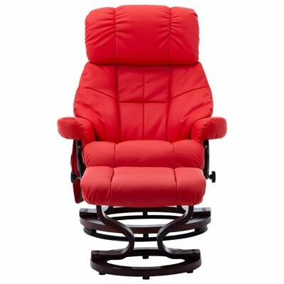 VidaXL Fauteuil de massage inclinable Rouge Similicuir et bois courbé 2 VidaXL Fauteuil de massage inclinable Rouge Similicuir et bois courbé – Image 2