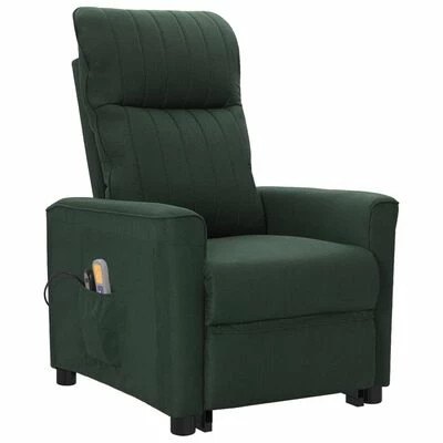 VidaXL Fauteuil inclinable de massage Vert foncé Tissu 2 VidaXL Fauteuil inclinable de massage Vert foncé Tissu – Image 2