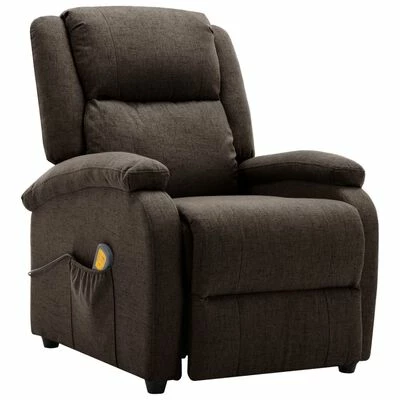 VidaXL Fauteuil de massage inclinable électrique Marron foncé Tissu 2 VidaXL Fauteuil de massage inclinable électrique Marron foncé Tissu – Image 2