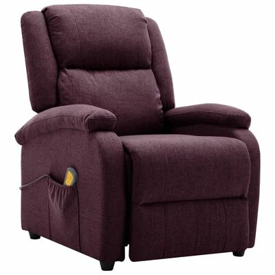 VidaXL Fauteuil de massage inclinable électrique Violet Tissu 2 VidaXL Fauteuil de massage inclinable électrique Violet Tissu – Image 2