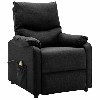 VidaXL Fauteuil de massage inclinable électrique Noir Tissu 2 VidaXL Fauteuil de massage inclinable électrique Noir Tissu – Image 2