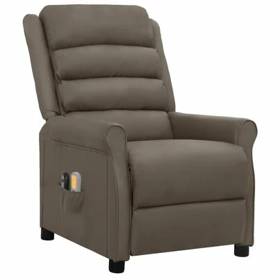 VidaXL Fauteuil inclinable électrique de massage Gris Similicuir 2 VidaXL Fauteuil inclinable électrique de massage Gris Similicuir – Image 2