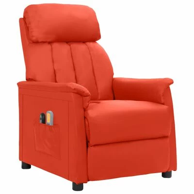 VidaXL Fauteuil de massage inclinable électrique Rouge Similicuir 2 VidaXL Fauteuil de massage inclinable électrique Rouge Similicuir – Image 2