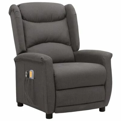 VidaXL Fauteuil de massage inclinable électrique Gris foncé Tissu 2 VidaXL Fauteuil de massage inclinable électrique Gris foncé Tissu – Image 2