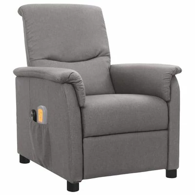 VidaXL Fauteuil de massage inclinable électrique Gris clair Tissu 2 VidaXL Fauteuil de massage inclinable électrique Gris clair Tissu – Image 2