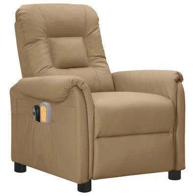 VidaXL Fauteuil inclinable électrique de massage Cappuccino Similicuir 2 VidaXL Fauteuil inclinable électrique de massage Cappuccino Similicuir – Image 2