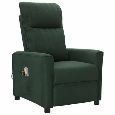 VidaXL Fauteuil électrique de massage Vert foncé Tissu 2 VidaXL Fauteuil électrique de massage Vert foncé Tissu – Image 2