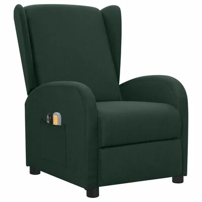 VidaXL Fauteuil électrique de massage Vert foncé Tissu 2 VidaXL Fauteuil électrique de massage Vert foncé Tissu – Image 2
