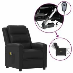VidaXL Fauteuil électrique de massage Noir Similicuir