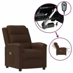 VidaXL Fauteuil électrique de massage Marron Similicuir