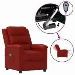 VidaXL Fauteuil électrique de massage Rouge bordeaux Similicuir