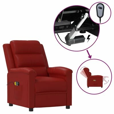 VidaXL Fauteuil électrique de massage Rouge bordeaux Similicuir 1 VidaXL Fauteuil électrique de massage Rouge bordeaux Similicuir