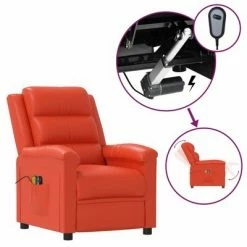 VidaXL Fauteuil électrique de massage Rouge Similicuir