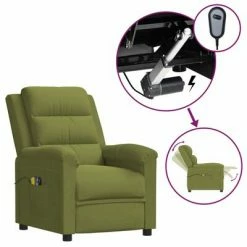 VidaXL Fauteuil électrique de massage Vert clair Velours