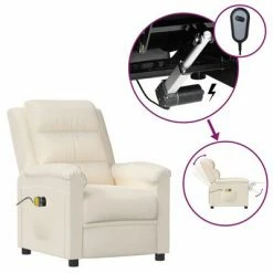VidaXL Fauteuil électrique de massage Crème Velours
