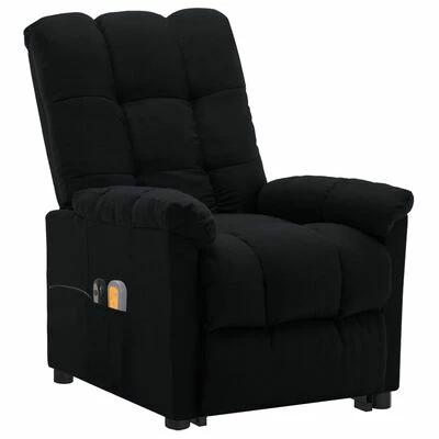 VidaXL Fauteuil inclinable de massage Noir Tissu 2 VidaXL Fauteuil inclinable de massage Noir Tissu – Image 2
