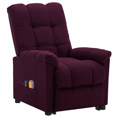 VidaXL Fauteuil inclinable de massage Violet Tissu 2 VidaXL Fauteuil inclinable de massage Violet Tissu – Image 2