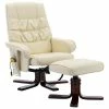 VidaXL Fauteuil de massage inclinable et repose-pied Crème Similicuir