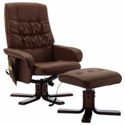 VidaXL Fauteuil de massage inclinable et repose-pied Marron Similicuir