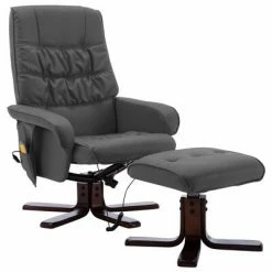 VidaXL Fauteuil de massage inclinable et repose-pied Gris Similicuir