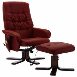 VidaXL Fauteuil de massage inclinable repose-pied Bordeaux Similicuir