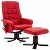 VidaXL Fauteuil de massage inclinable et repose-pied Rouge Similicuir