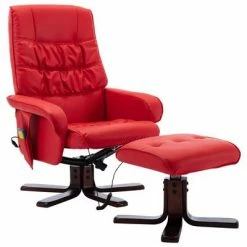 VidaXL Fauteuil de massage inclinable et repose-pied Rouge Similicuir