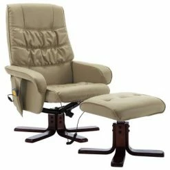 VidaXL Fauteuil massage inclinable repose-pied Cappuccino Similicuir