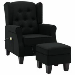 VidaXL Fauteuil de massage avec repose-pied Noir Tissu