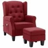 VidaXL Fauteuil de massage avec repose-pied Rouge bordeaux Tissu