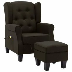 VidaXL Fauteuil de massage avec repose-pied Marron foncé Tissu