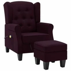 VidaXL Fauteuil de massage avec repose-pied Violet Tissu