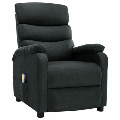 VidaXL Fauteuil inclinable de massage Gris foncé Tissu 1 VidaXL Fauteuil inclinable de massage Gris foncé Tissu