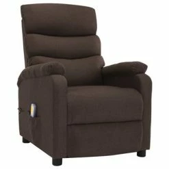 VidaXL Fauteuil inclinable de massage Marron Tissu