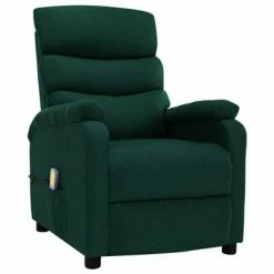 VidaXL Fauteuil inclinable de massage Vert foncé Tissu