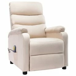 VidaXL Fauteuil inclinable de massage Crème Tissu
