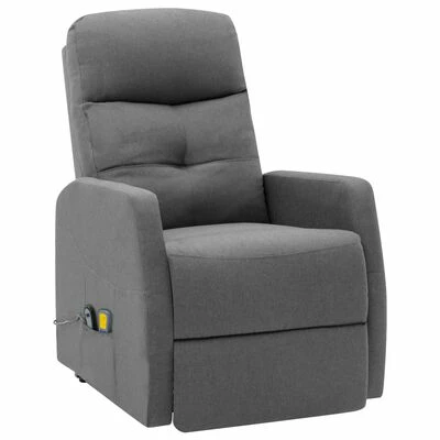 VidaXL Fauteuil inclinable de massage Gris clair Tissu 2 VidaXL Fauteuil inclinable de massage Gris clair Tissu – Image 2