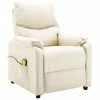 VidaXL Fauteuil inclinable de massage Crème Tissu
