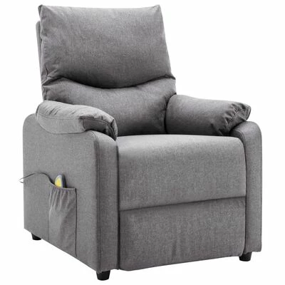 VidaXL Fauteuil inclinable de massage Gris clair Tissu 1 VidaXL Fauteuil inclinable de massage Gris clair Tissu