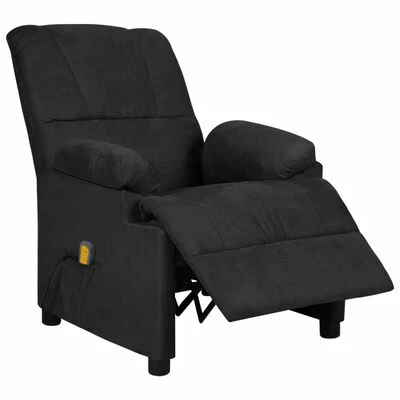 VidaXL Fauteuil de massage inclinable Noir Similicuir daim 2 VidaXL Fauteuil de massage inclinable Noir Similicuir daim – Image 2