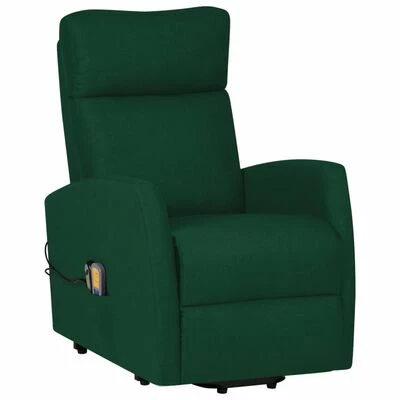 VidaXL Fauteuil de massage inclinable Vert foncé Tissu 2 VidaXL Fauteuil de massage inclinable Vert foncé Tissu – Image 2